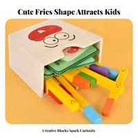 And Pretend Pretend Meal Pieces Toy Culinary Play Set Wooden French Fries Matching Game Screen Fun for Children