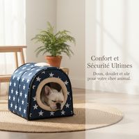 All-Season Enclosed Pet House for Cats and Small Dogs, Indoor Villa Style Pet Bed