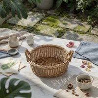 Rectangular Wicker Basket Shallow Rectangular Tray Basket Rattan Style for Desk