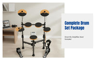 4-Pad Electric Drum Set, Upgraded Digital Drum Kit, Student & Adult, Built-in Metronome, 43 Accompaniment, Headphone & Recording, PVC