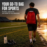 Waterproof Oxford Drawstring Backpack with Zipper Pocket for Sports and Outdoor Activities