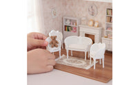 3 Pieces Dollhouse Chairs with Cushions Rattan Look Miniature Chairs with Cushions Realistic Furniture for Miniaturists, Photo Scenes