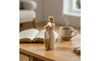 New Mom Mother and Child Figurine Hand-Carved Look Mother and Child Statue Wood-Like Resin Figurine with Engraved Base First Time Mothers for Collectors, Shelf, Desk, Memorial Display