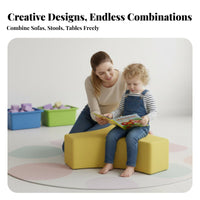 Creative Shapes Jigsaw Interlocking Bench Soft Padding children's Furniture Combinable Design Upholstered Stool Easy to Clean for Preschoolers, Grandparents, Kindergarten, Daycare Center, Waiting Room, Playroom