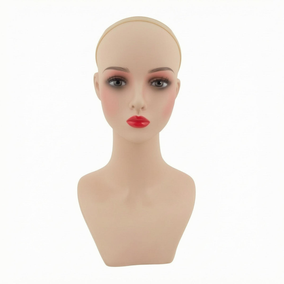 Mannequin Display Head Bust Skin-Toned Manikin Head with Shoulders Sturdy