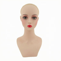 Mannequin Display Head Bust Skin-Toned Manikin Head with Shoulders Sturdy