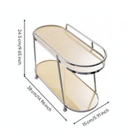 2-Tier Oval Storage Rack Multifunctional 2-Tier Countertop Organizer Standing Double Layer Cosmetic Shelf for Office Desk