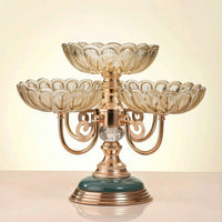 Decorative Tiered Glass Fruit Bowl Scalloped Multi-Bowl Serving Stand Versatile Tiered Platter Practical for Coffee Table, Holiday Gatherings