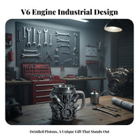 Creative Design V8 Engine Mug Unique Gift V6 Engine Cup Stainless Steel Liner for Gearheads, Mechanics, Man Cave, Garage, Collection Display