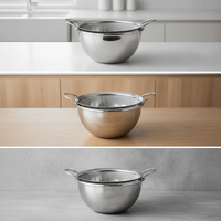 Stainless Steel Strainer Bowl with Lid for Kitchen, Multi-purpose Washing and Draining Basket