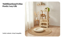 Large Cat Climbing Frame Sturdy Construction Wooden Feline Climber Easy to Hygienic Pet Furniture for Owners of Multiple Cats, Living Room, Indoors