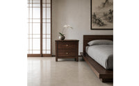 Solid Wood Bedside Cabinet Two-Drawer Nightstand Rounded Edges Bedroom Furniture for Beside Bed