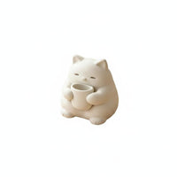 Cute Feline Figurine Desk Decor Sitting Feline Statue Resin Statue Gift Idea for Bookshelf