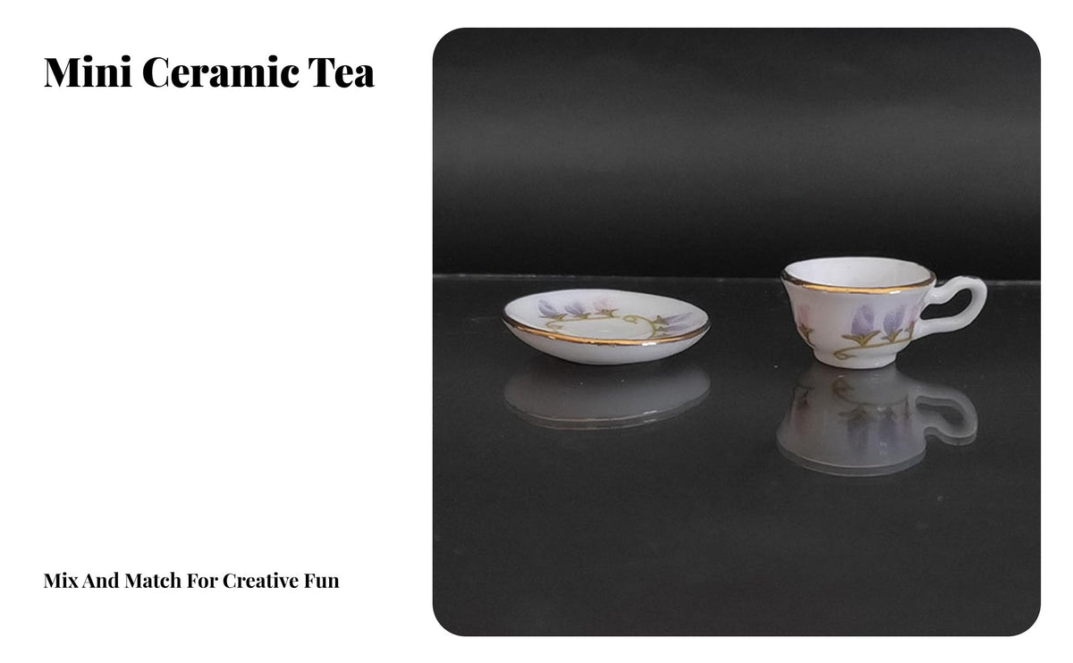 DIY Miniature Teacup and Saucer Pocket-Sized Ceramic Mini Cup and Plate Exquisite Intricacy S for Collectors, Children, Craft Projects