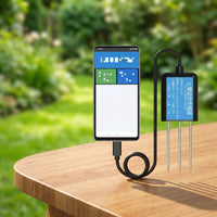 Soil with Phone-Compatible Plug Connector IP68 Waterproof Soil Testing Device with Stainless Steel Wired Tool for Farmers, Gardens, Greenhouses, Farms