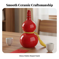 Gourd Shape Spirit Bottle Decorative Ceramic Gourd Bottle 500ml Ceramic Flagon Multi-Functional House Decoration With Lanyard