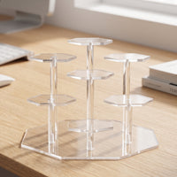 Tiered Hexagonal Display Riser Clear Stepped Display Stand Decorative Showcase Stand Elegant for Collectors, Hobbyists, Retail Counters, Shelves, Desks