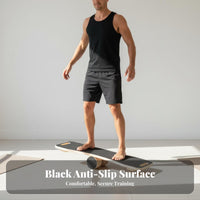 Sturdy Wood Construction Roller Balance Board Non-Slip Surface Wooden Balance Board Ankle Strengthener Fitness Equipment High Weight Capacity for Surfers, Snowboarders, Athletes