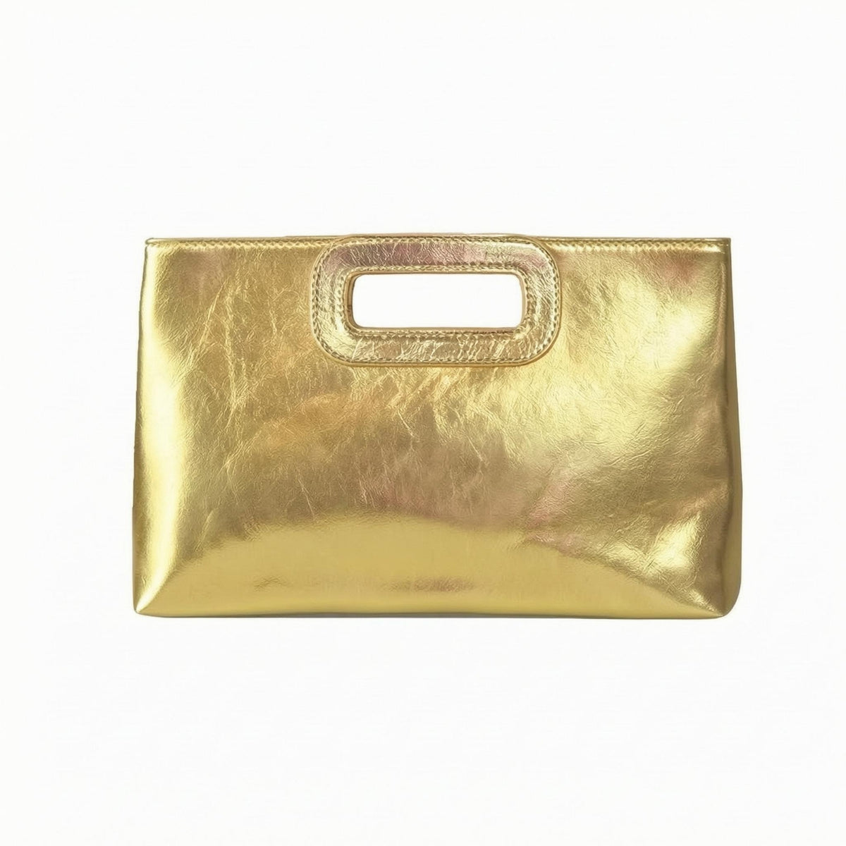 Cutout-Handle Bag Faux Leather Structured Handbag Lightweight Clutch Purse