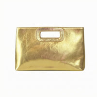 Cutout-Handle Bag Faux Leather Structured Handbag Lightweight Clutch Purse