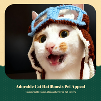 Knitted Pet Airman Cap, Adjustable, Halloween, Small Animals