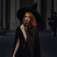 Halloween Witch Costume Pointed Cape with Hat Draped Witch Cape Sturdy for Cosplay