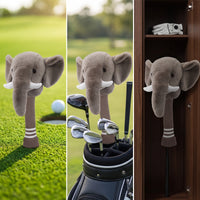 Elephant Driver Headcover Soft Elephant Golf Headcover Cute Golf Club Cover with Knitted Sleeve for Golfers