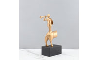 Boy Playing Trumpet Sculpture Modern Abstract Metal Sculpture Smooth Ornamental Statue for Bedroom