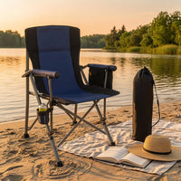 High Back Camping Chair Storage Bag Portable Folding Chair Dark Material Camp Seat