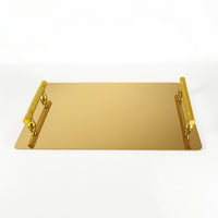 Mirror-Polished Serving Tray with Handles Decorative Stainless Steel Serving Tray Silver Platter Modern for Vanity