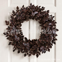 Campsis Flower Wreath Artificial Red Maple Leaves and Bugbane Plant Leaves Home Decoration for Halloween Autumn Thanksgiving Leaves Wholesale