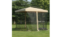 Cantilever Umbrella with Offset Mesh Patio Umbrella with Mesh Screen Hanging for Backyard, Garden