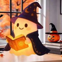 Wizard Night Reading Book Lamp Powered specters Statue with Glowing Book Tabletop Decorative Figure for Bedside Table