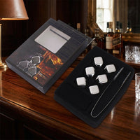 Storage Box with Stainless Steel Whisky Stones for Efficient Chilling, Diamond Shape Chilling Stones Gift for Him, Tongs Included for Gift Men