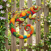 Gecko Wall Decor Iron Lizard Wall Decoration Metal Gecko Multicolor Embossed for Patio, Porch