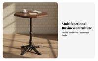 Retro Cafe Table and Chairs Sturdy Vintage Restaurant Table Easy to Clean Solid Wood Dining Set for Business Owners, Adults, Coffee Shops, Pubs, Home