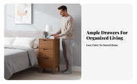 Modern Design 2-Drawer Nightstand with Shelf Large Capacity Storage Bedside Cabinet sleek Rounded Corners Bedroom Furniture adaptable for households, Adults, Students, Dorm Room, Hallway, Office