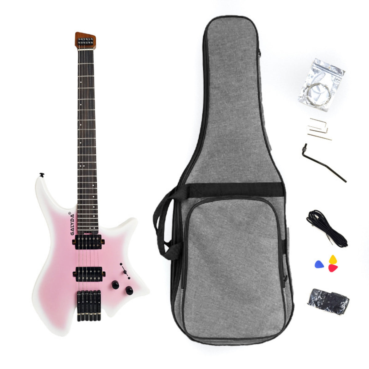 No-Headstock Electric Guitar Black Hardware Tonewood Body Electric Guitar Fixed Bridge String Instrument