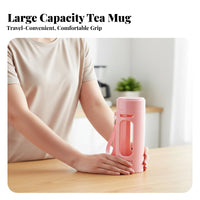 Glass Tea Infuser Bottle Large Capacity Shell Glass Bottle Gift Ready Portable Tea Mug for Commuters, Adults, Daily Commute, Home, Car