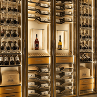 Stainless Steel Wine Cooler for 79 Bottles, Freestanding with Glass Door and LED Lighting, Low Vibration, Brushed Champagne Gold