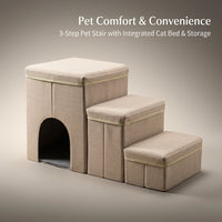 Dog Steps for Sofa and Bed with Foldable Design for Easy Storage, 3 Pet Stairs for Small and Elderly Cats