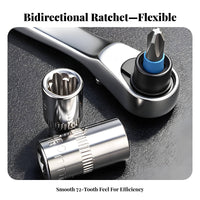 Curved Handle 1/4-Inch Ratchet Wrench Polished Finish Bi-directionalDirection Ratchet Wrench Compact