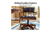 Upholstered Rolling Armchair 360-Degree Rotate Tufted Rolling leader's Chair Height Adjustable Ergonomic Design for Study Room