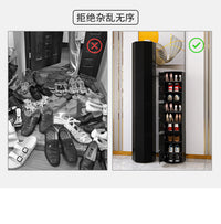 鞋柜收纳神器省空间创意旋转大容量鞋架小户型现代简约储物柜玄关 35直径纯黑86CM高 整装