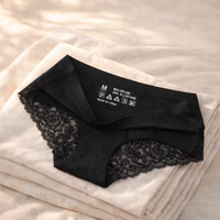 Underwear Women Briefs with Lace Trim and Breathable Mesh, Ladies with Gusset, Knickers Mid Rise Design for Everyday Comfort