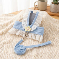 Cat Harness and Cat Leash Set with Flower Applique, Vest-Style Polyester Small Cat Harness and Kitten Harness for Outdoor Cat Pet Walking Use