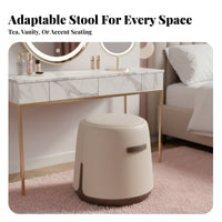 Nordic design Round Stuffed Ottoman Minimalist Design Three-Legged Round Seat Padded Top Low Stool multifunctional for hot beverage lovers, household members, removingice Workers, Bedroom, Entryway
