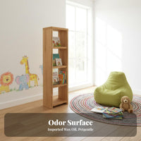 Solid Wood Construction Uncovered-Back Shelving Unit Shelf Natural Oil Finish Slim Book Shelving Unit Traditional Joinery Bookshelf Space-Saving Design for Students, Collectors, Homeowners, Living Room, Bedroom, Small Areas