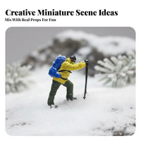 Miniature Hiking Figure Collectible 1:64 Scale Mountaineer Figure High Detail Snow Mountain Expedition Model for Dioramas, Sand Table Displays