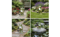 Hand-Painted Frog Statue with Lantern Whimsical Frog Figurine with Lantern Textured Garden Sculpture Freestanding for Yard, Flower Bed